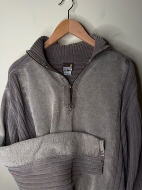 Vintage Weekendz Off Men’s Quarter Zip Brown Textured 100% Cotton Size x Large